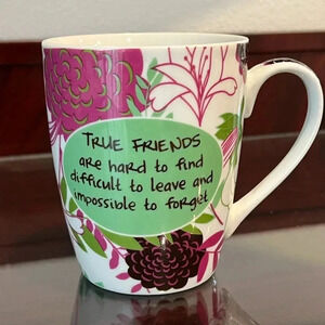 Pier One 2013 “friends” coffee mug pink/green/brown floral design. Great gift!​